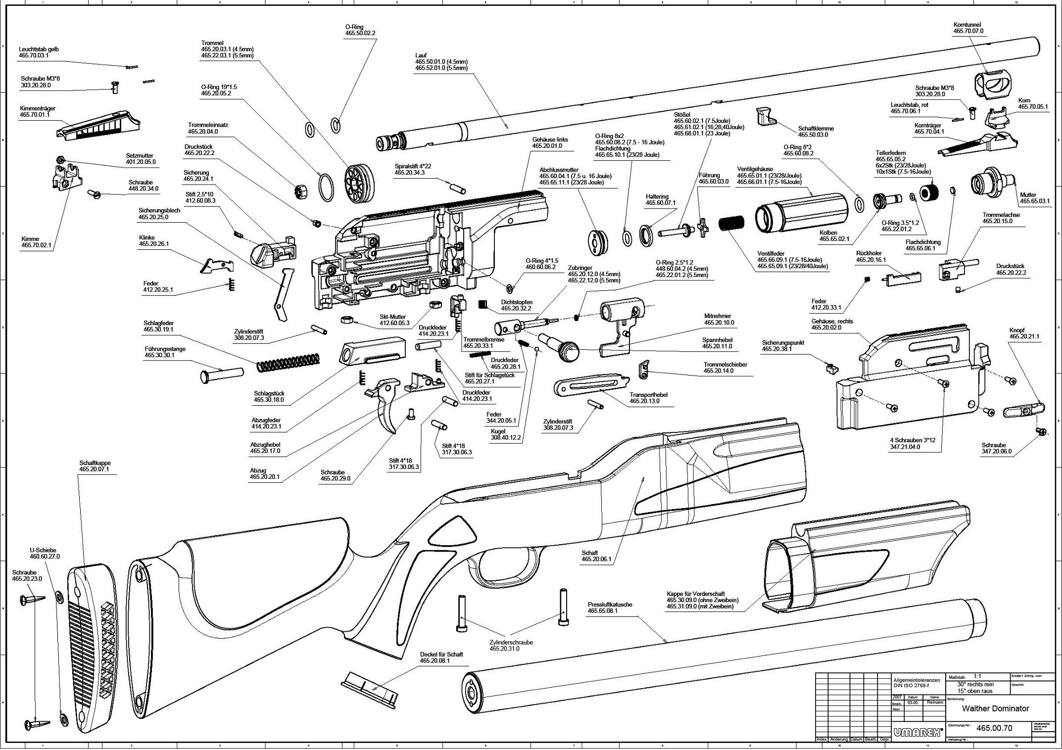 Onderdeeltekening Walther 1250 Dominator